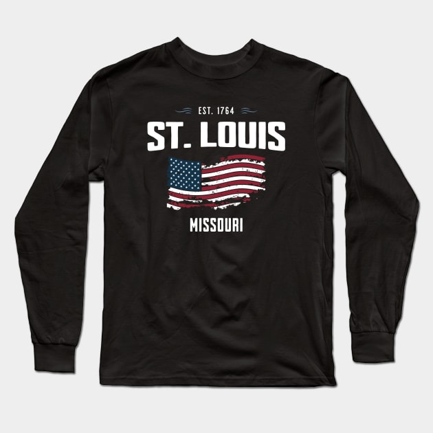 St Louis Missouri - Old Glory Patriotic USA Flag Long Sleeve T-Shirt by TGKelly